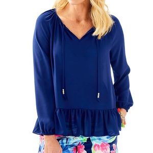 Lilly Pulitzer blue ruffle blouse